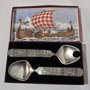 Kongetinn #115060 Salatsett (SALAD SET) Royal Pewter Made in Norway - Viking